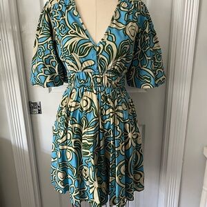 Sincerely Jules Blue and Cream Floral Mini Dress